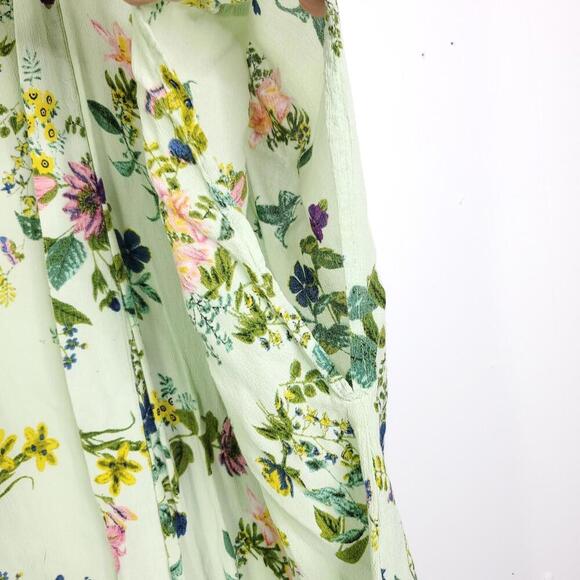 Blue Rain Top Womens Large Kimono Longline Spring Colorful Florals Vines - Picture 7 of 10